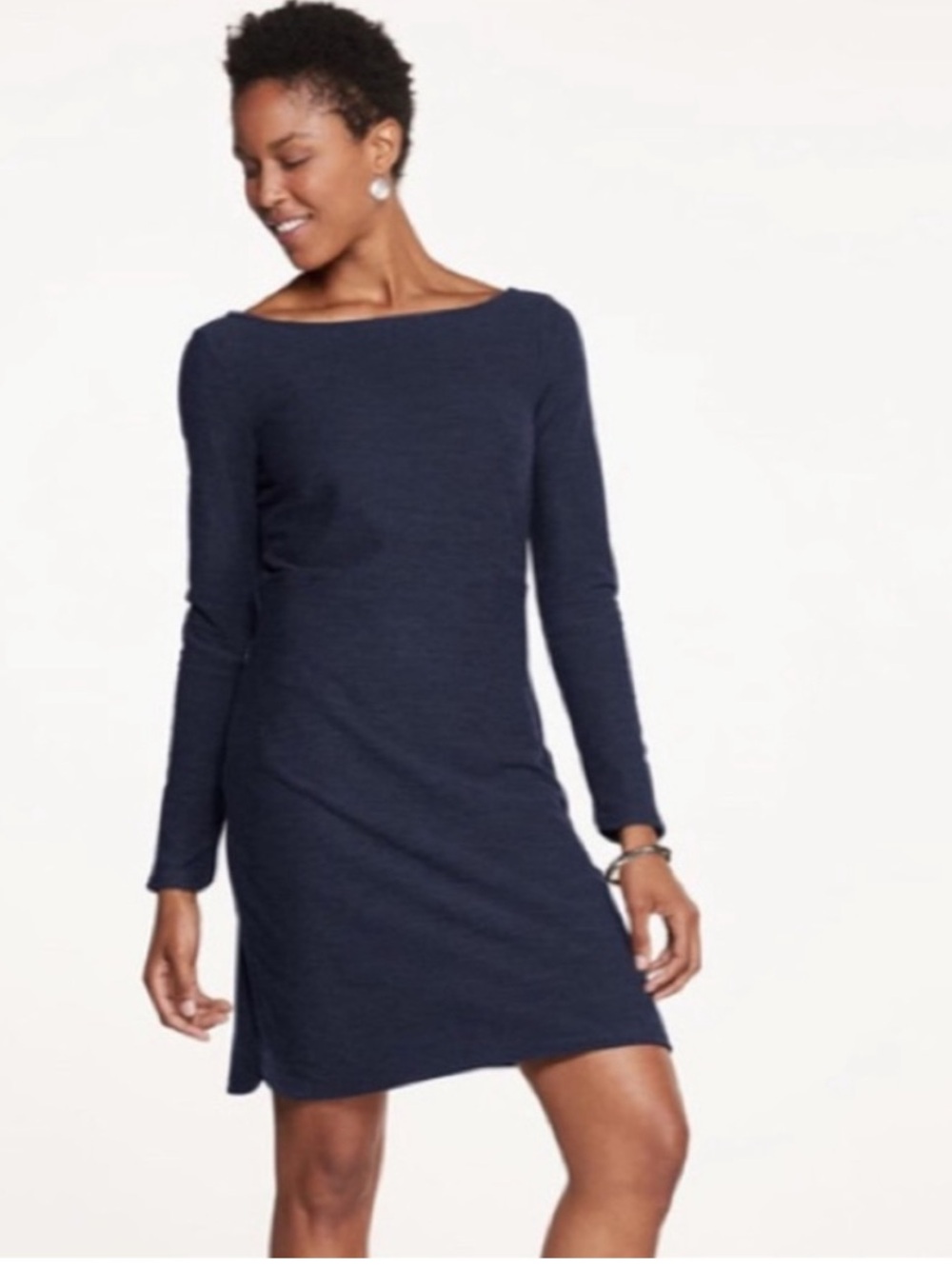 Toad&Co Intermosso Dark Navy Long Sleeve Boatneck Dress